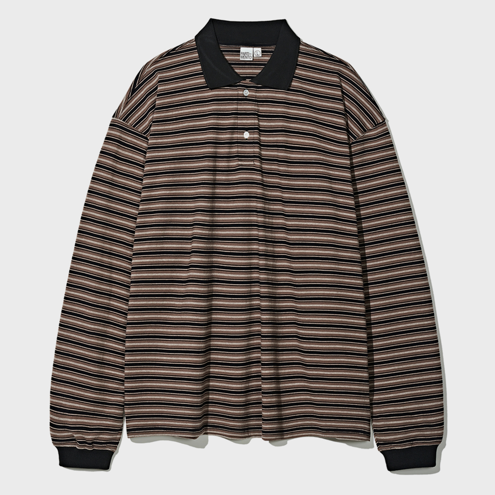 Multi Stripe Collar Long Sleeve Brown - 감도 깊은 취향