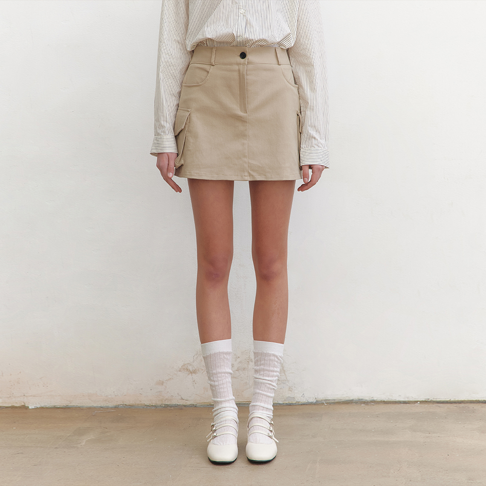 [TMAKER]SIGNATURE LOGO LIVET POCKET DETAIL SKIRT PANTS★韓國 SIGNATURE LOGO LIVET POCKET DETAIL SKIRT PANTS BE - 감도