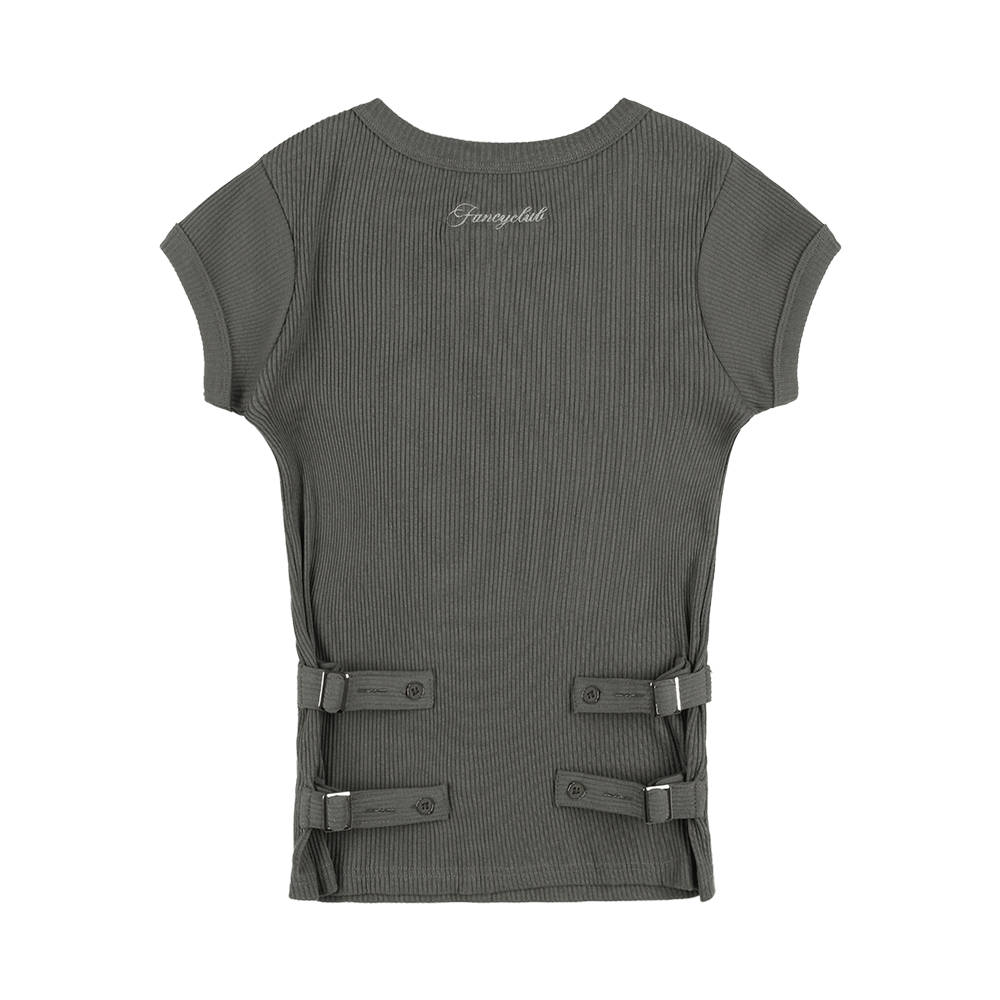 ★FANCY CLUB ★SIDE BUCKLE RIBBED TEE SIDE BUCKLE RIBBED TEE (DARK BEIGE) F25QB110 - 감도 깊은