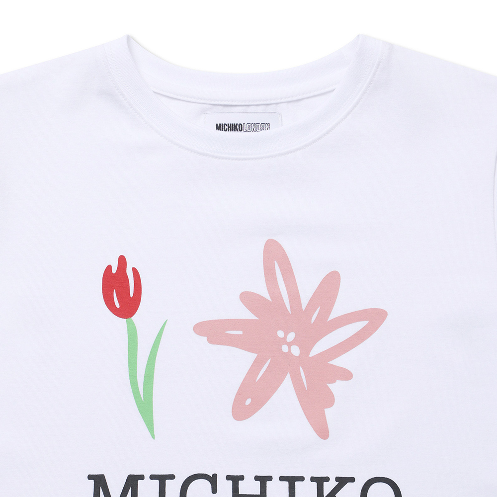 ＊韓国＊［MICHIKO LONDON］MICHIKO FLOWER CROP TOP 2C S,M MICHIKO FLOWER CROP TOP MELANGE GREY - 감도 깊은 취향 셀렉트