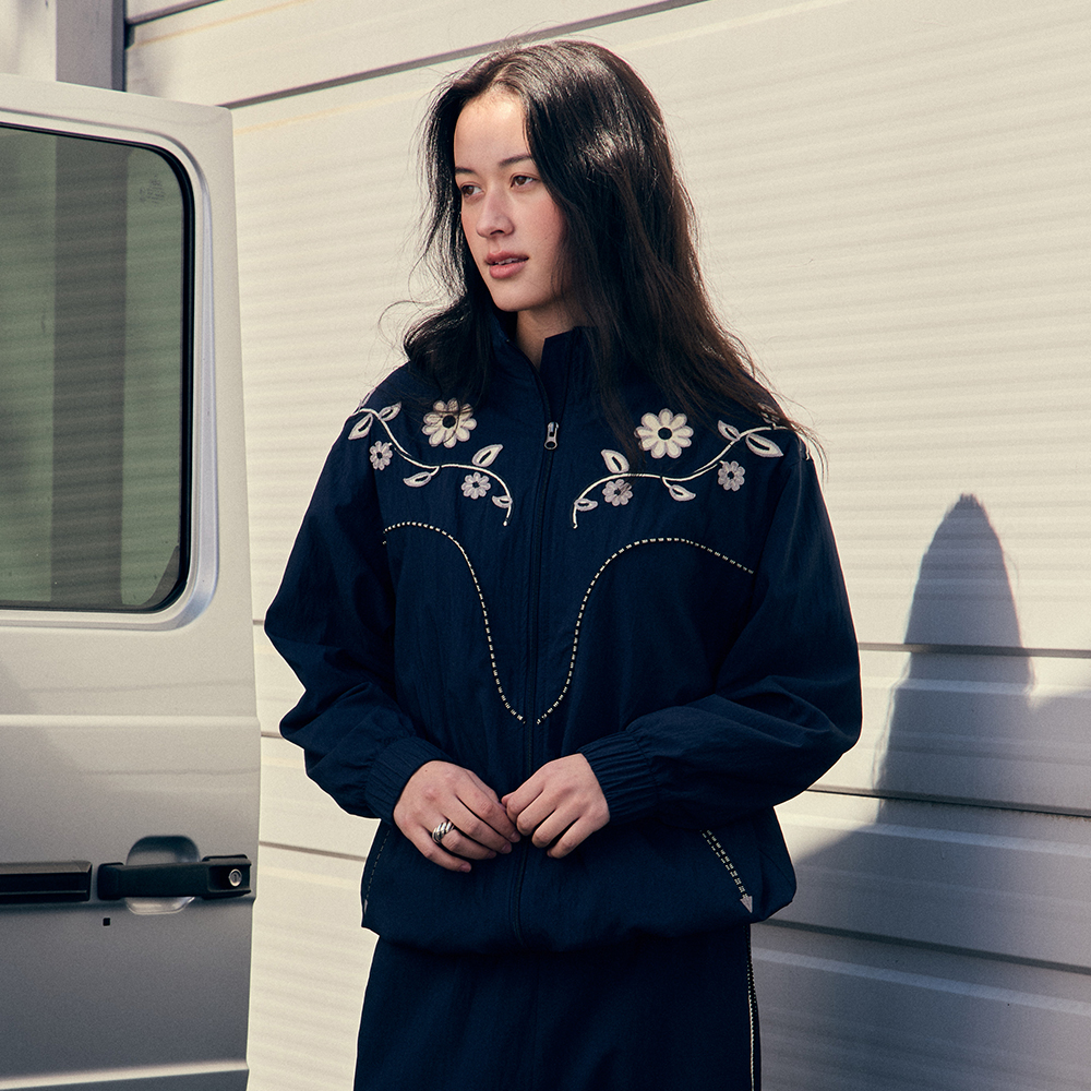 韓国商品/FRITUR Embroidery Western Windbreaker Embroidery Western Windbreaker Navy_F251JK06 - FRITUR
