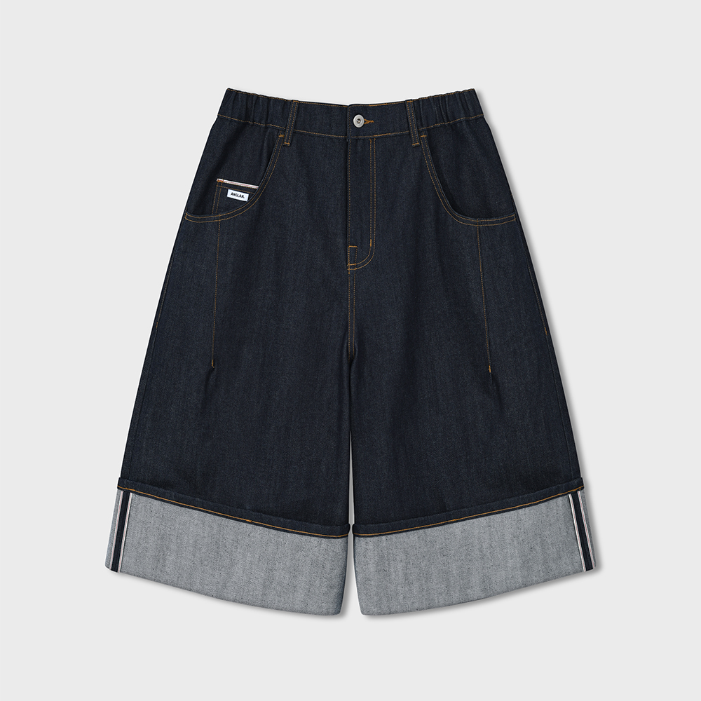 【ANGLAN】25SS★ [AG] Turn-up Selvedge Denim Half Pants AG] Turn-up Selvedge Denim Half Pants - Indigo - ANGLAN