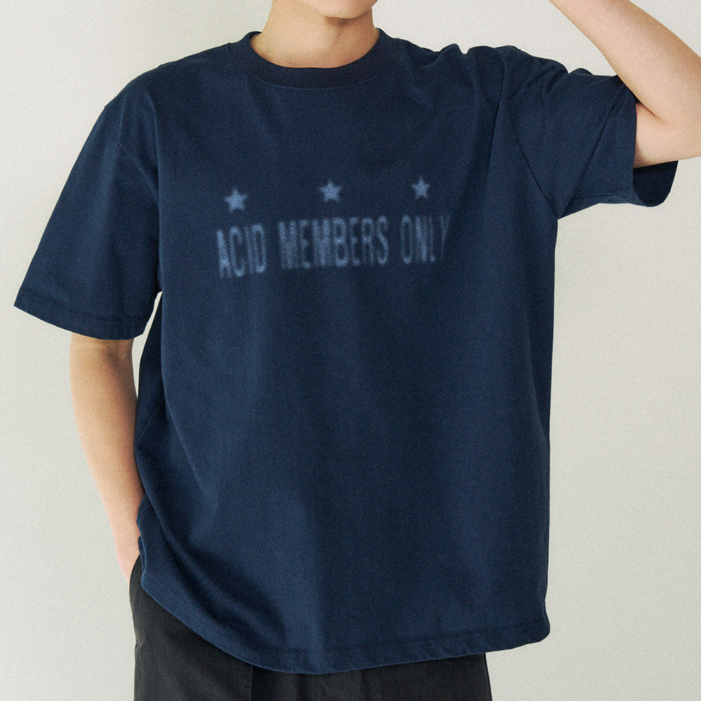WASHED THREE STAR VINTAGE T-SHIRT [BLUE] - 감도 깊은 취향