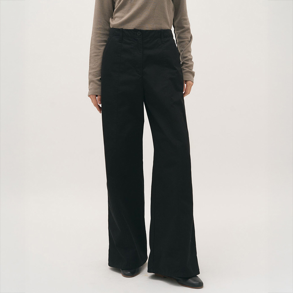 【PARTIMENTO】2WAY L POINTED DOUBLE WAIST PANTS パンツ 2WAY METAL POINTED DOUBLE WAIST PANTS_CHARCOAL - 감도 깊은