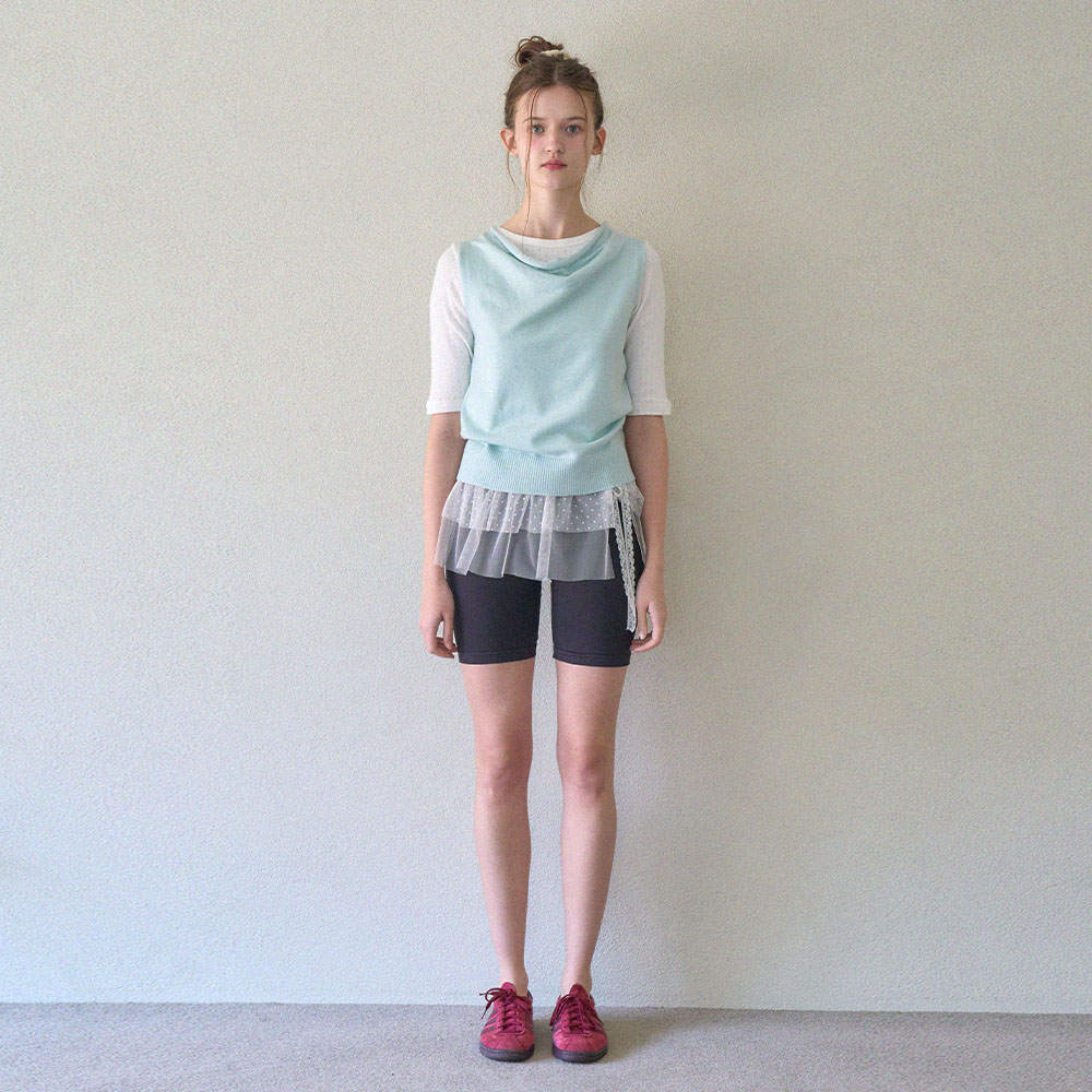 ミニスカート ITZAVIBE BLACK DOTTED LAYERED WRAP SHORT SKIRT 5BMR0045 BLACK DOTTED LAYERED WRAP SHORT SKIRT - 감도 깊은 취향
