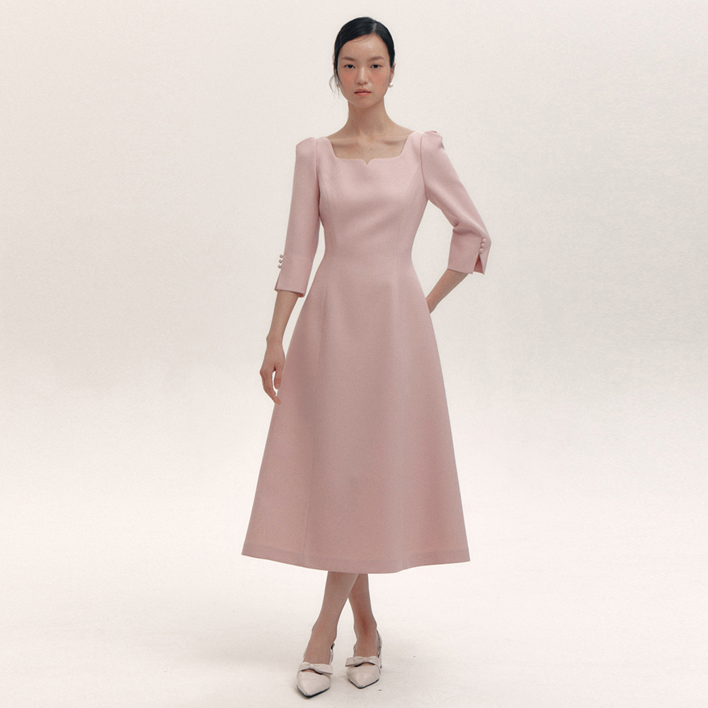 ワンピース FLOWOOM Cocktail Heart Neck Dress 3color 3D Floral Embroidered Short Tulle Dress 45861