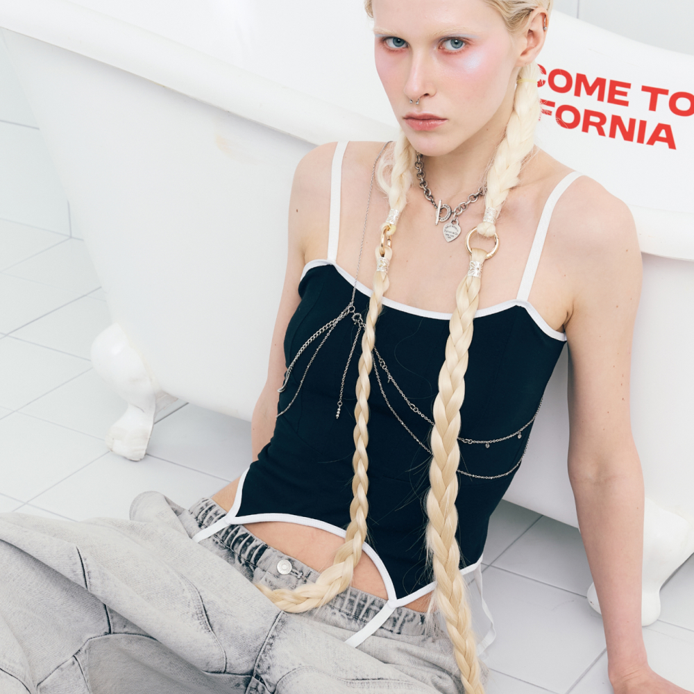 ◆as if calie◆ CALIE HOTFIX HALTERNECK SLEEVELESS PINK CA25 SLEEVELESS - 에즈이프캘리(asifCALIE)