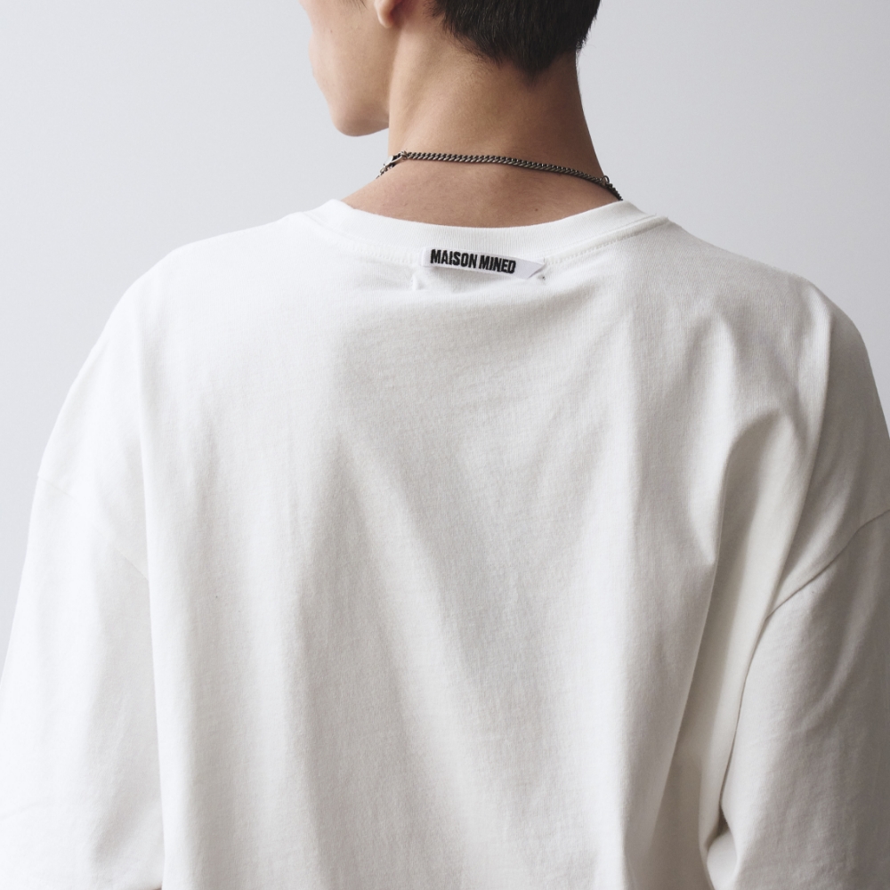 DOODLE HEART HALF T WHITE GREYISH BLUE - 감도 깊은 취향