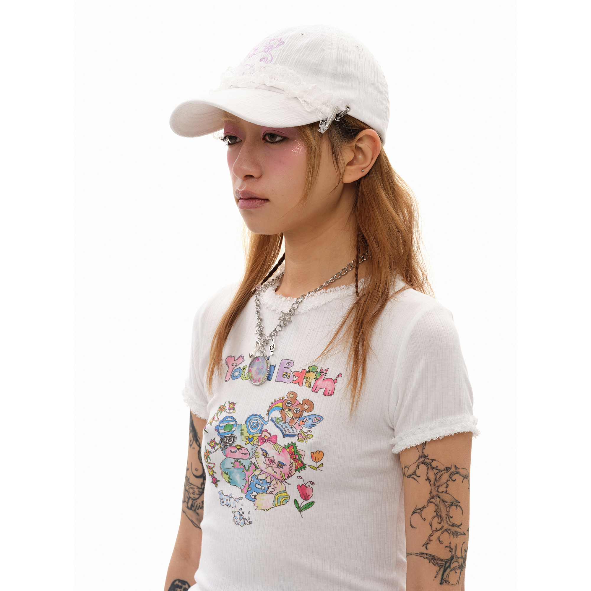 YOUTHBATH★韓国 人気 YBX SOUP Loli bunny Lace ball Cap X SOUP - youthbath