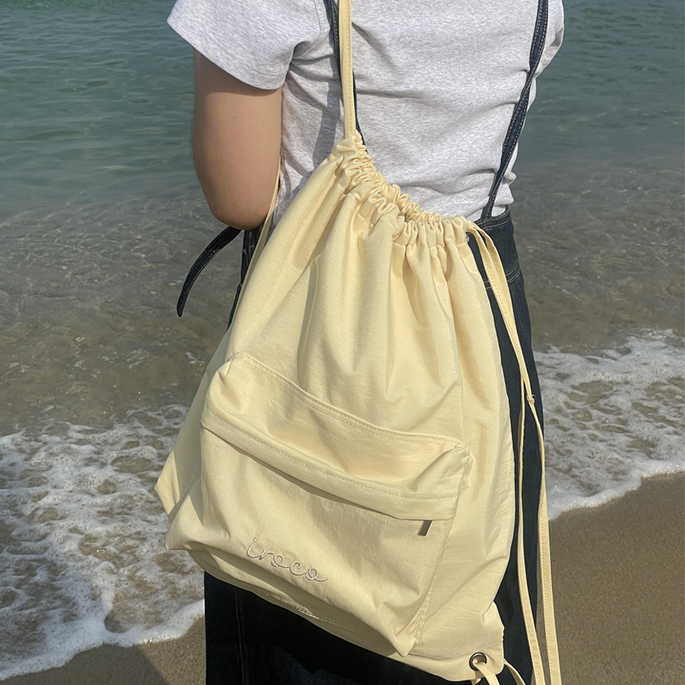【LMR】韓国人気★SYMBOLE LOGO TYVEK STRINGBAG China Recyclable silk satin drawstring bag for small