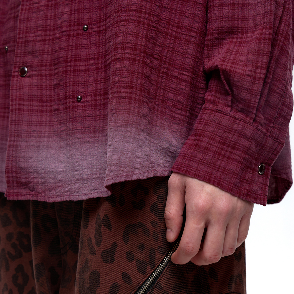 STUD CAT WASHING CHECK SHIRT - WINE - 감도 깊은 취향 셀렉트