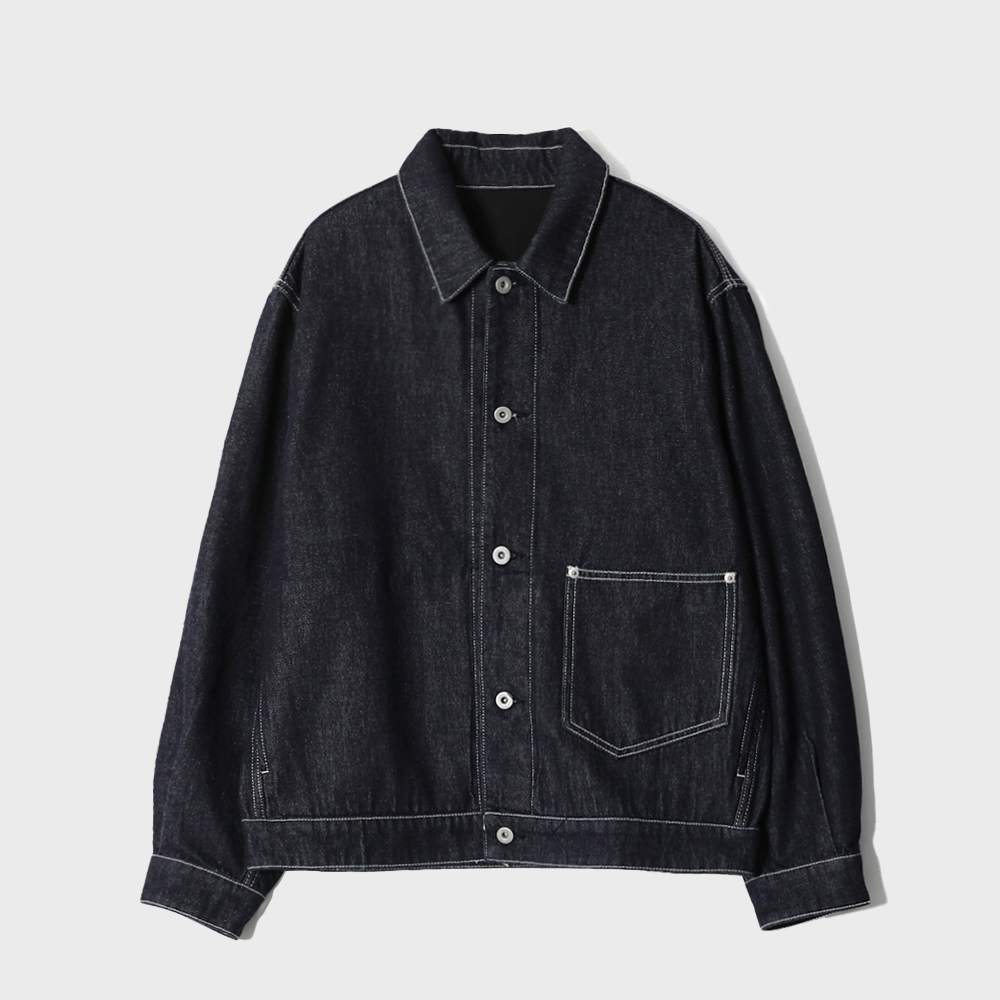 ジャケット WOOALONG Nonfade curve stitch denim jacket INDIGO WL241DJK0 Non-fade curve stitch denim jacket - INDIGO - 감도 깊은 취향