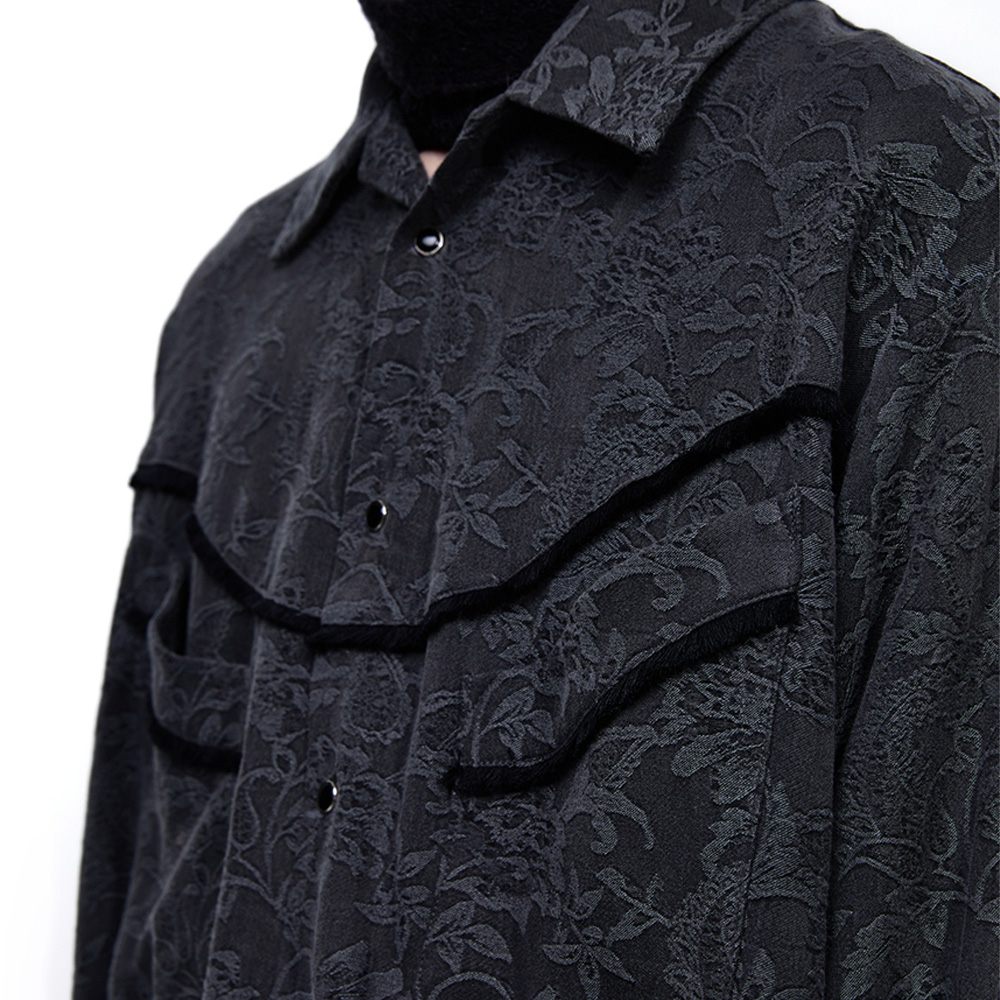 ■R.SHEMISTE■ FLORAL JACQUARD WESTERN SHIRT BLACK RSSC│알에스에스씨