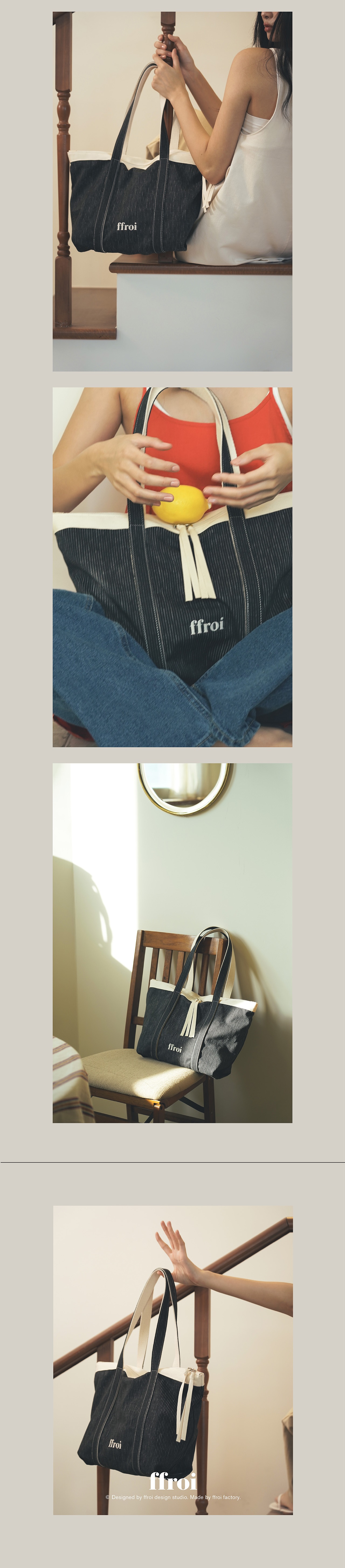 トートバッグ ffroi STRIPE ZIPPER ECO 5BNY606 stripe zipper eco - discover good goods