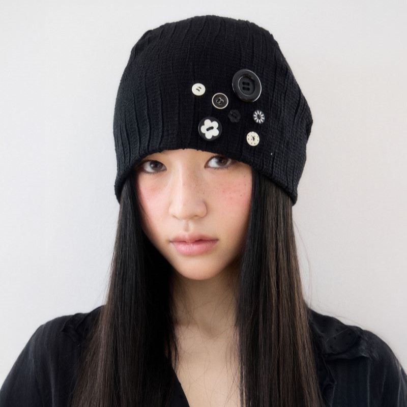 ★SIO★BUTTON POINT BEANIE [BLACK]★正規品/韓国送料込 BUTTON POINT BEANIE [BLACK] - 감도 깊은 취향 셀렉트샵 29CM