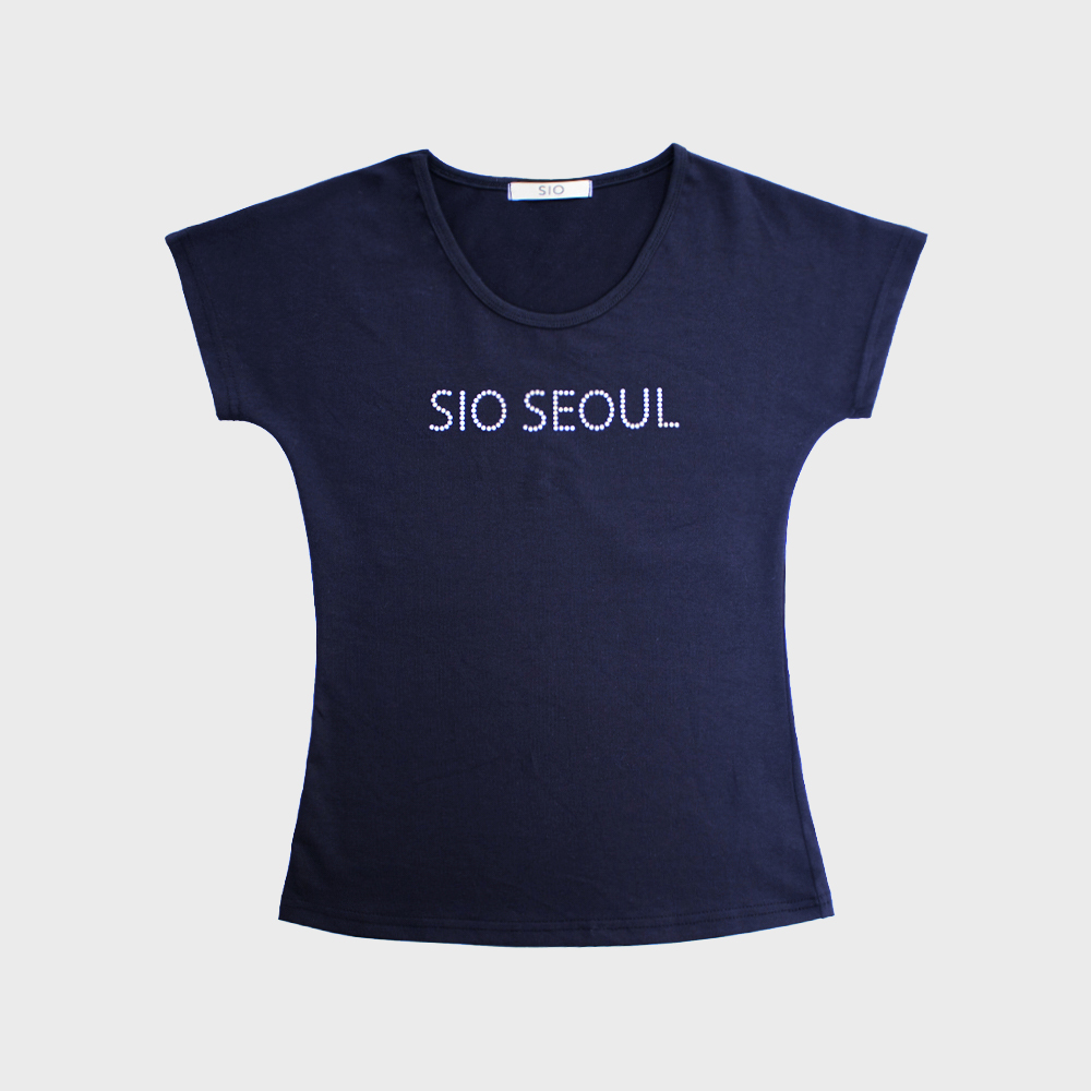 ★SIO★SIO SEOUL PEARL SHORT SLEEVE TOP [NAVY]★韓国送料込 ☆SIO☆SIO SEOUL PEARL SHORT SLEEVE TOP [NAVY]☆韓国送料込
