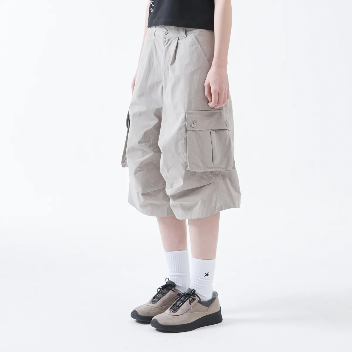 パンツ THE COLDEST MOMENT TCM easy cargo half pants grey beige TCM easy cargo half pants (grey beige) - thecoldestmoment