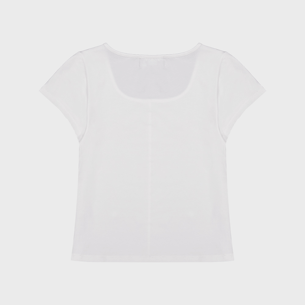 Skin Soft Square Neck T-shirt - FAIR IVORY - 감도 깊은 취향