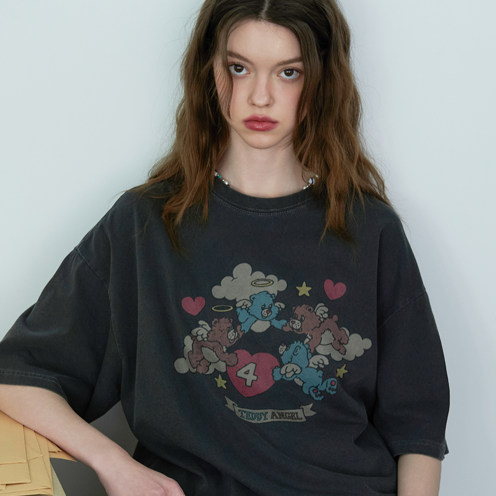 TYPESERVICE ♥ Tangy Page Washed Top / 追跡付 8차] Tangy Page Washed Top [Charcoal] - 감도 깊은 취향