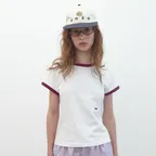 더블 로고 링거 티셔츠 (White)