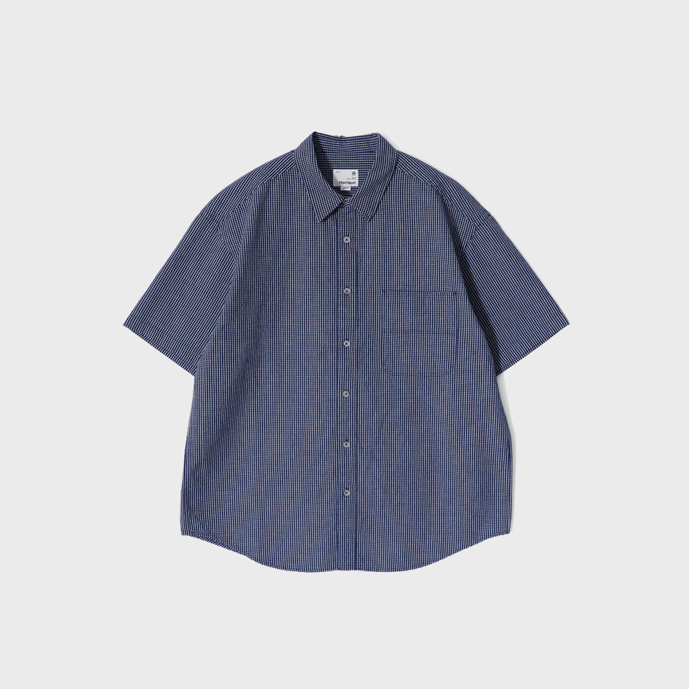 Stone Washing Denim A-Line Overfit Half Shirts Blue - 감도