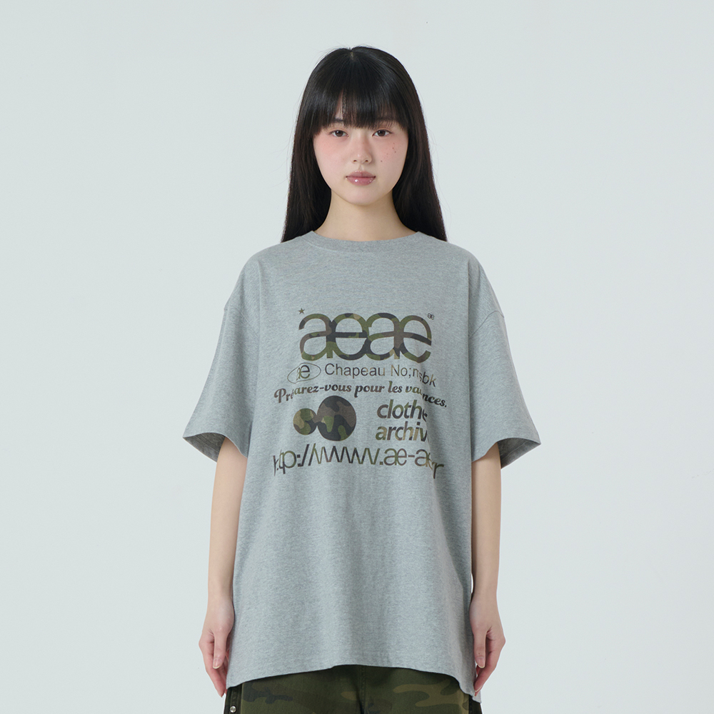 WEB LOGO CROP T-SHIRTS [MELANGE GREY/CAMO] - 감도 깊은 취향