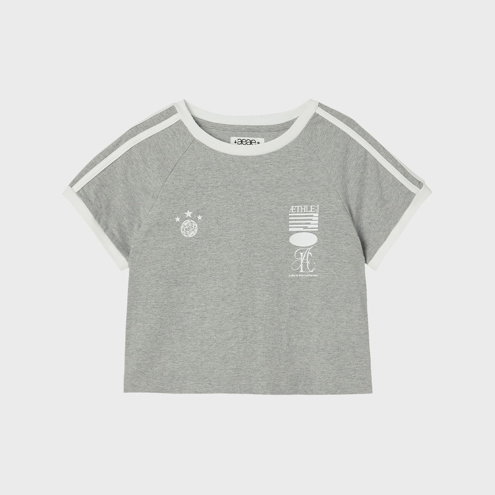 ★AEAE★ ATHLETE STRIPE HALF TSHIRTS MELANGE GREY AE45SWTS00 ATHLETE STRIPE HALF T-SHIRTS [MELANGE GREY] - 감도 깊은 취향