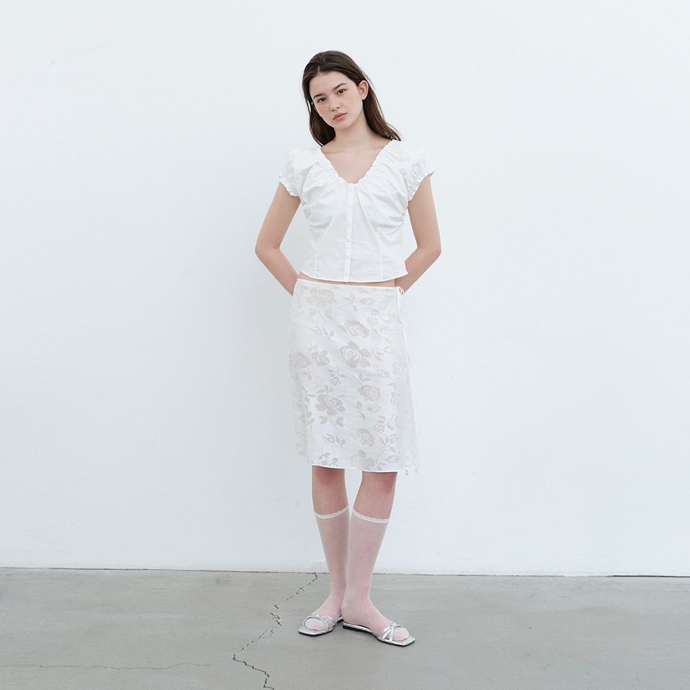◆Loulouseoul◆ Satin Tuck Pleats Skirt Cream Satin Tuck Pleats Skirt (Cream) - LOULOUSEOUL