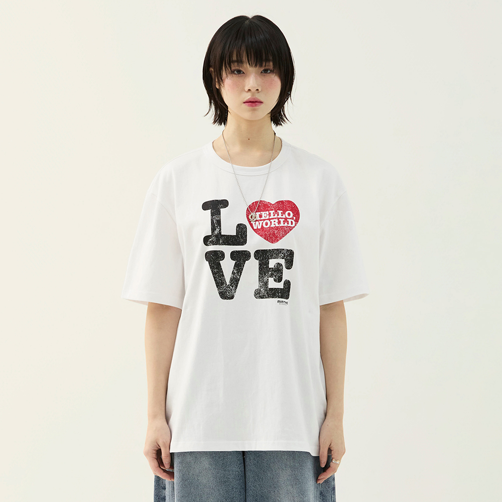 헬로 월드 LOVE 티셔츠_화이트 - 감도 깊은 취향 셀렉트샵 29CM