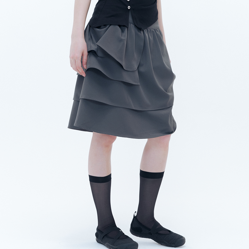 ◆typeservice◆ Clean Volume Stitch Skirt Dark Gray NHTB13DG Clean Volume Stitch Skirt [Dark Gray] - 감도 깊은 취향
