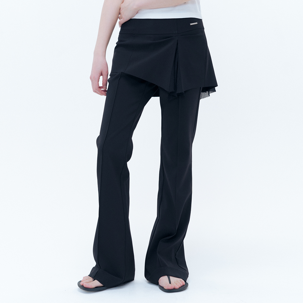 WM SKIRT LAYRED SHIRRING SWEAT PANTS black - 감도 깊은 취향