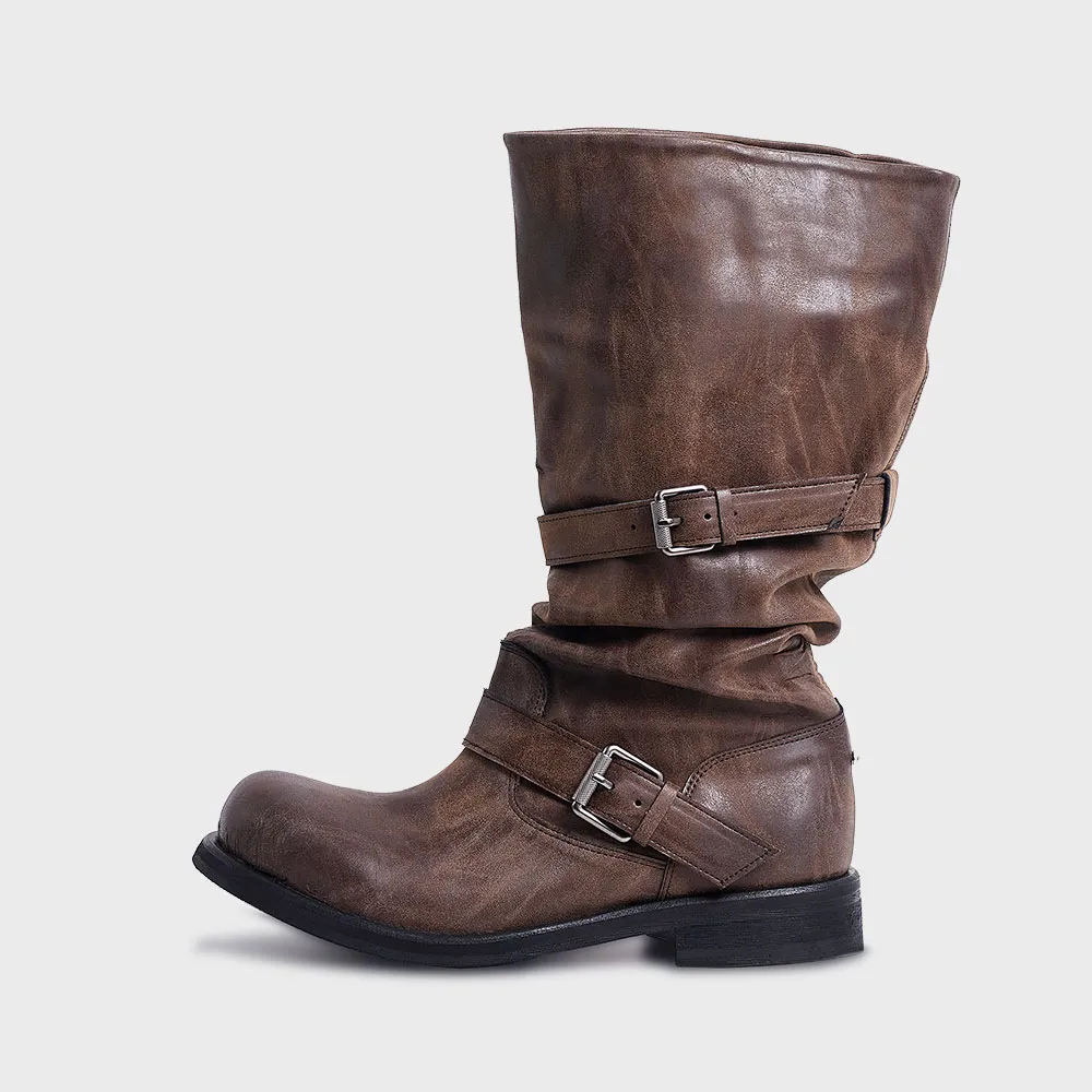 Slouchy Long Boots_ Washed Brown