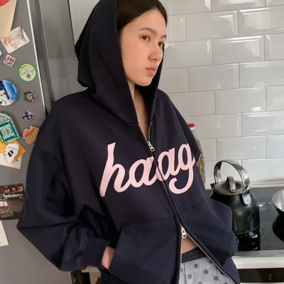 haag 韓国 ロゴ スウェット グレー 送料無料 トレーナー スウェット ロゴ H 韓国 グレー 灰色