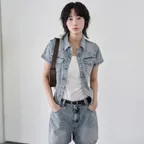 (W)Western Slim Denim Short Shirts DCWSH002LBlueA