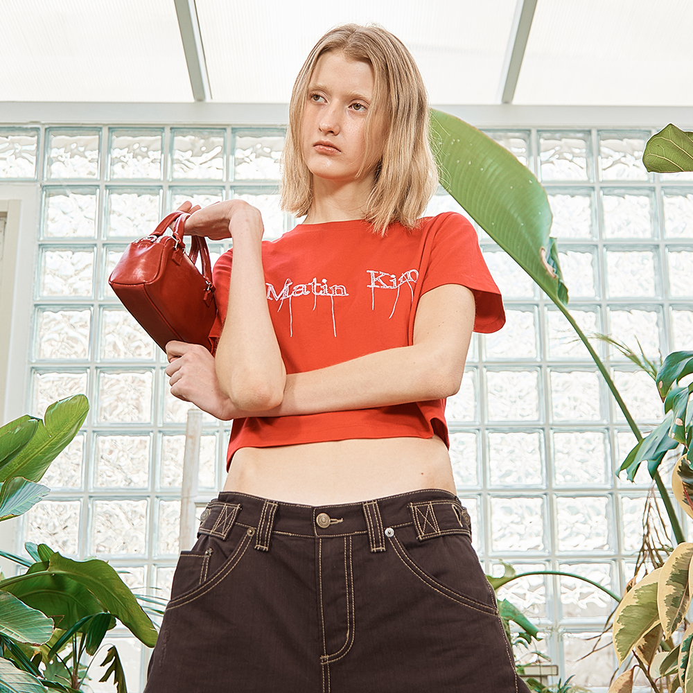 LOGO THREAD POINT CROP TOP IN RED - 감도 깊은 취향 셀렉트샵 29CM