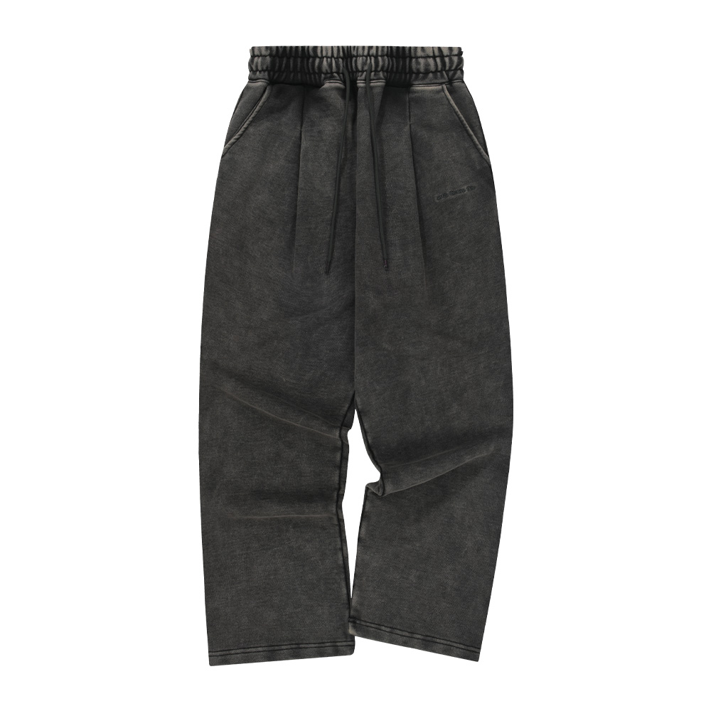 【SATIIIZ】[Made] Dype Pintuck Wide String Slacks Washed Pintuck wide pants Black - 감도 깊은 취향 셀렉트샵 29CM