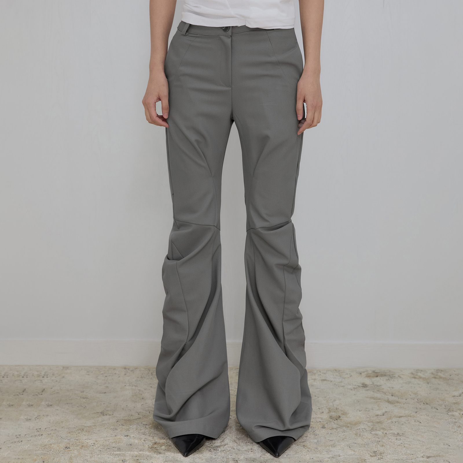 ◆FLARE UP◆ Asymmetrical Drape Pants FL245Charcoal FL-245_C Asymmetrical Drape Pants (FL-245_Charcoal) - FLAREUP | 60