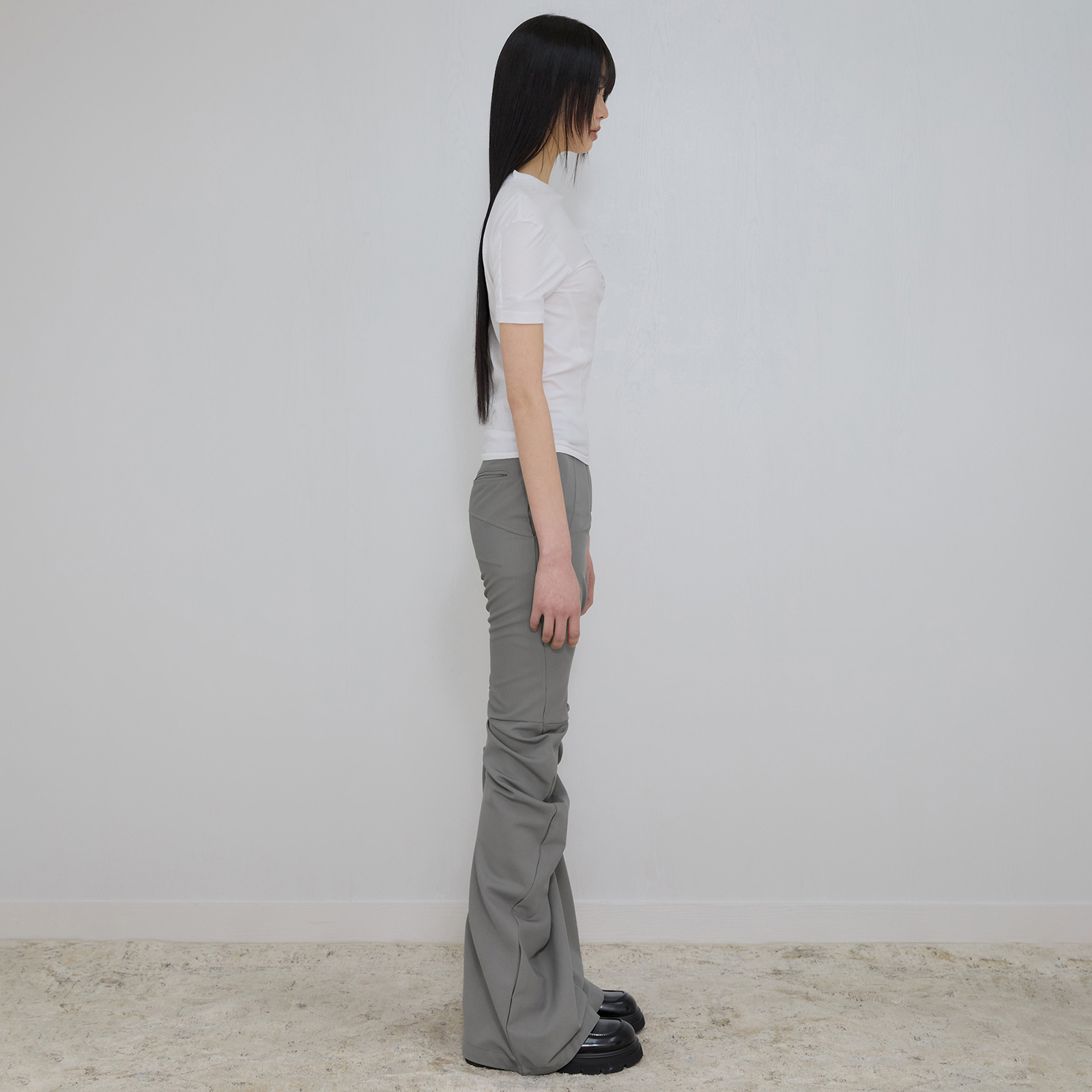Asymmetrical Drape Pants (FL-245_Gray) - 감도 깊은 취향