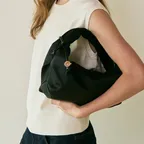 Clock nylon tote bag Black