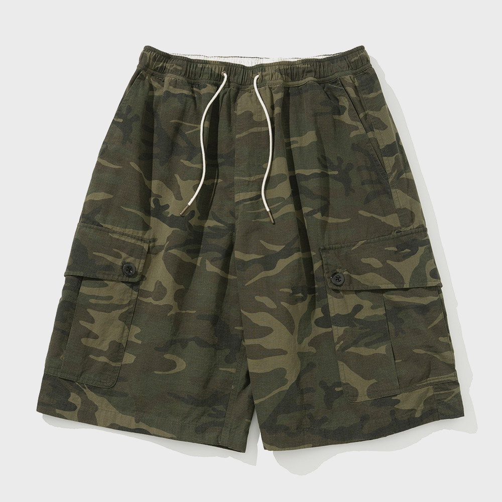 Vintage Camo Side Puckering Shorts Brown - 감도 깊은 취향
