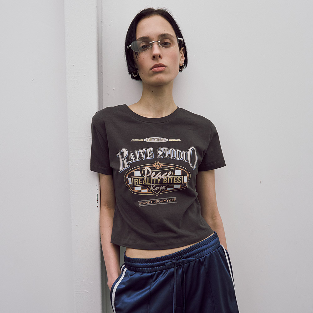 ★RAIVE★ Checker Board Baby fit Graphic Tshirt VW5ME914_3co Checker Board Baby fit Graphic T-shirt VW5ME914_3color