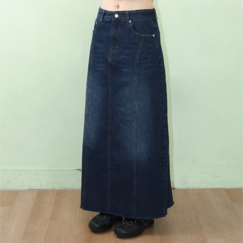 Rynn Pocket Slit Denim Long Skirt BLACK - 감도 깊은 취향