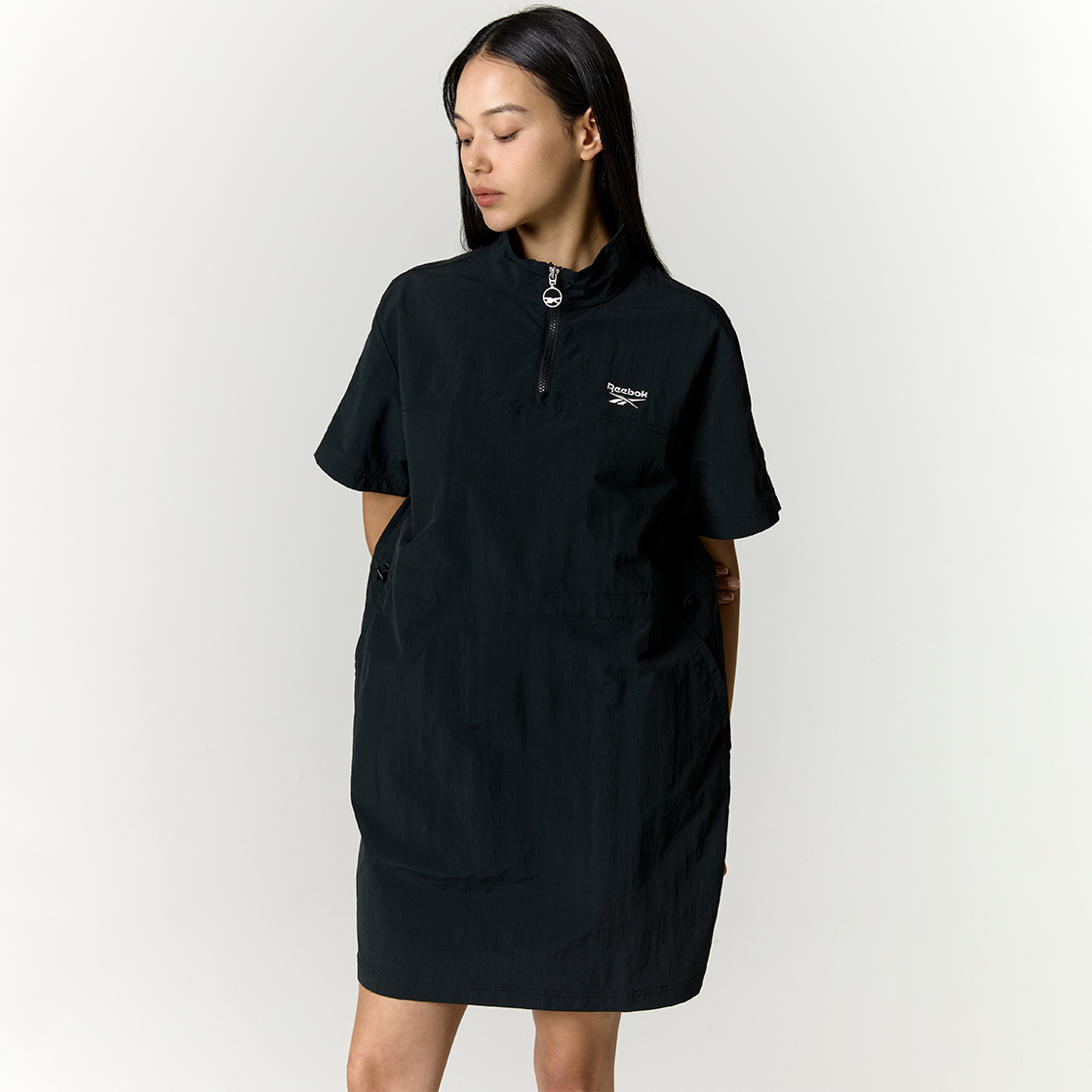 24SS clove] Half Zip-Up Dress (Black) - 감도 깊은 취향