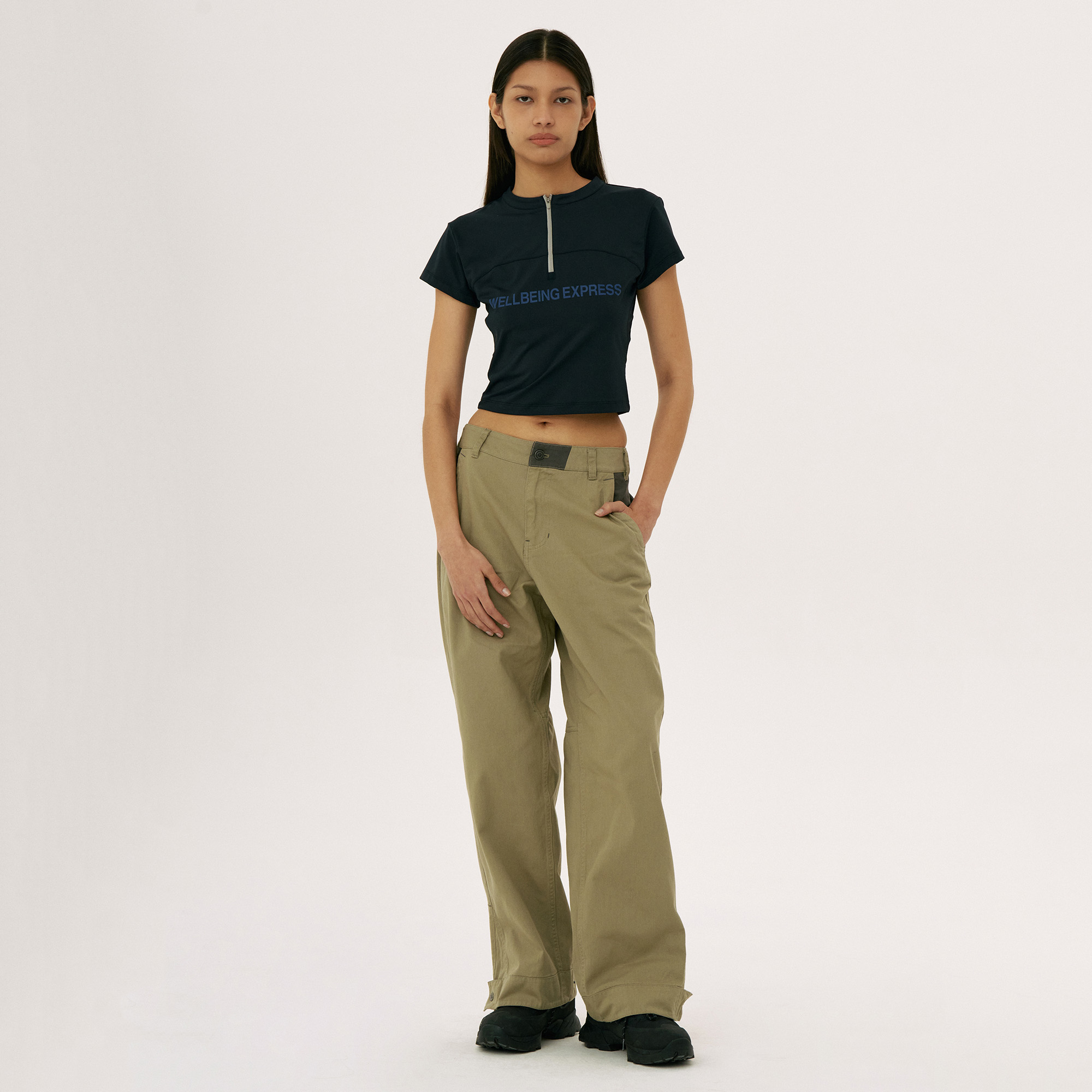 Colorblocked Wide Cotton Pants Black - 감도 깊은 취향 셀렉트
