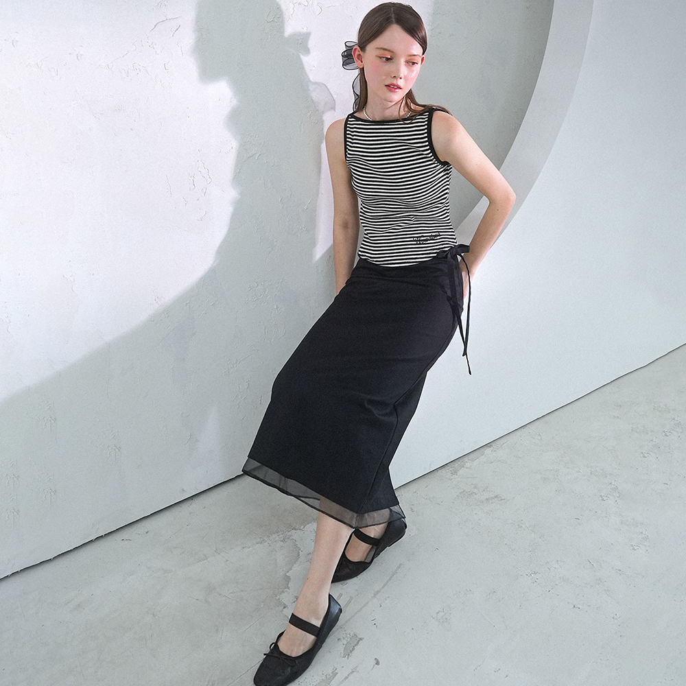 スカート WOOALONG See-through long wrap skirt 4TR418 Lolo Long Wrap Skirt – Psylo