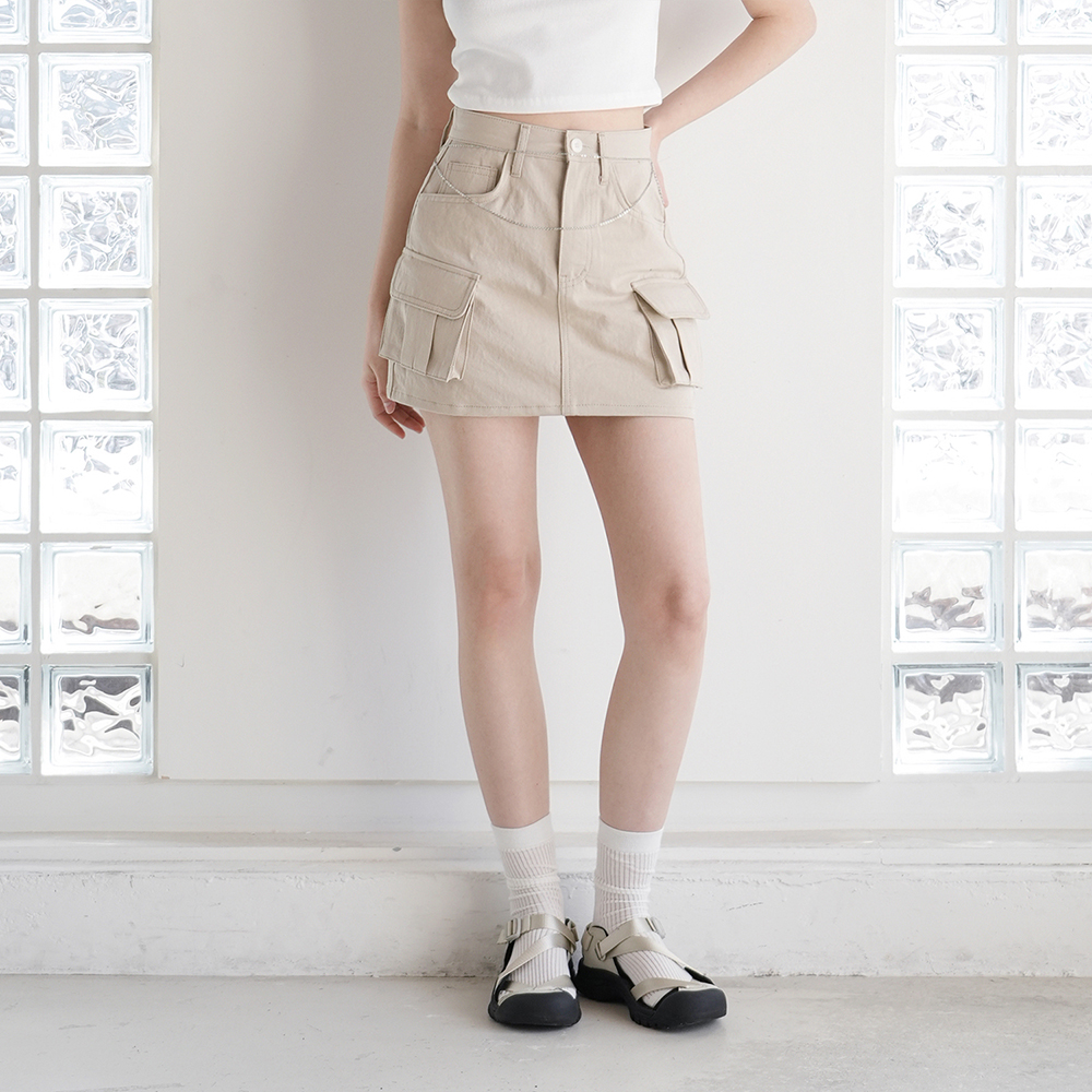 [TMAKER]SIGNATURE LOGO LIVET POCKET DETAIL SKIRT PANTS★韓國 SIGNATURE LOGO LIVET POCKET DETAIL SKIRT PANTS BE - 감도