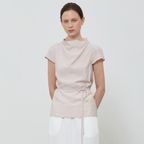 DRAPE CAP SLEEVE BLOUSE - PINK