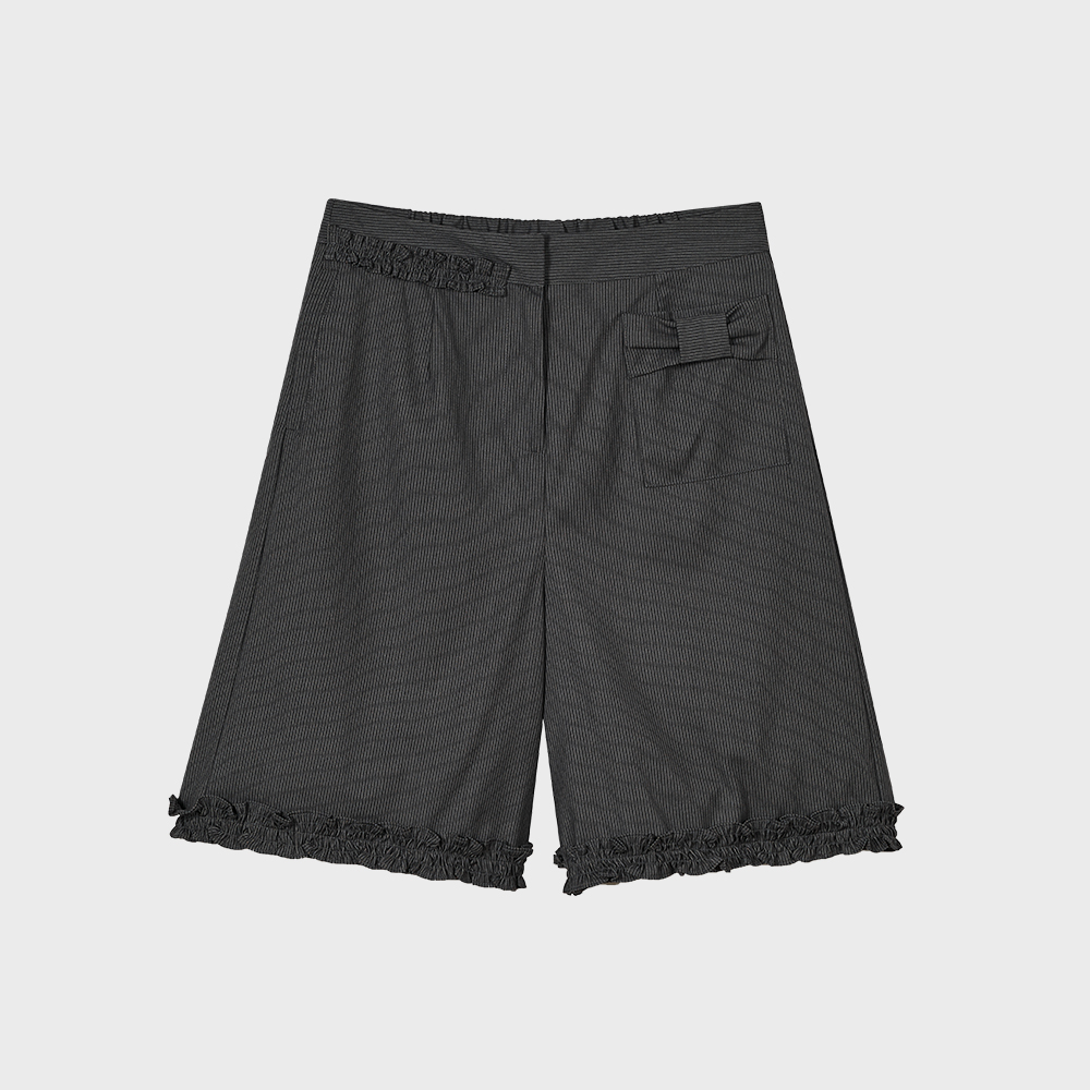 SAENGINSTUDIO】RUFFLE COTTON VELVET CULOTTE PANTS★韓国商品 RUFFLE COTTON VELVET CULOTTE PANTS - OLIVE - 감도 깊은 취향
