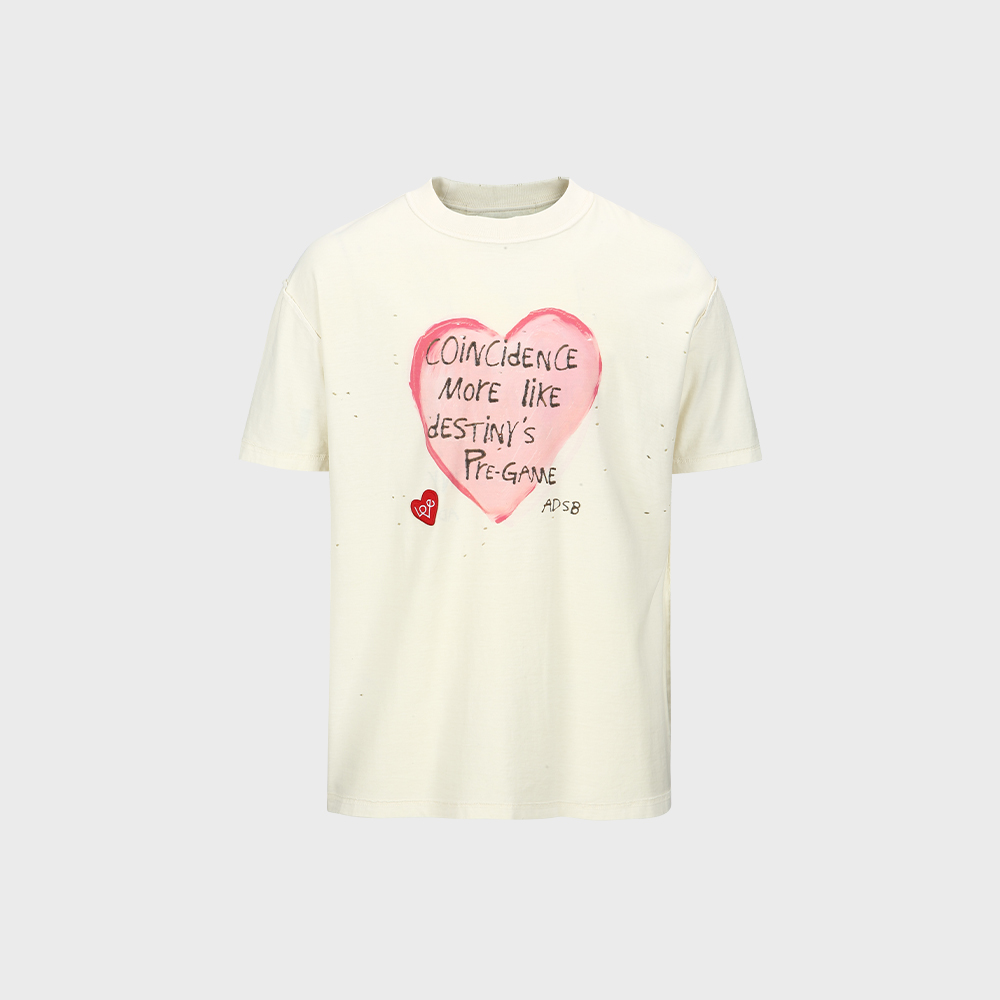 UNISEX HEART MESSAGE T-SHIRT atb1251u(ECRU) - 감도 깊은 취향