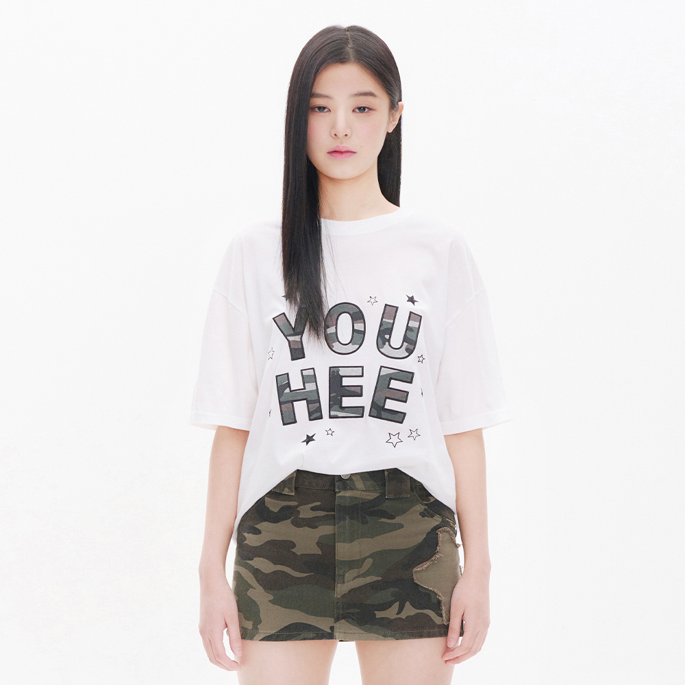 韓国 人気[YOUHEE] YOUHEE CAMO T-SHIRTS カモフラージュTシャツ MUSINSA | YOUHEE CAMO LETTERING T-SHIRTS GREY